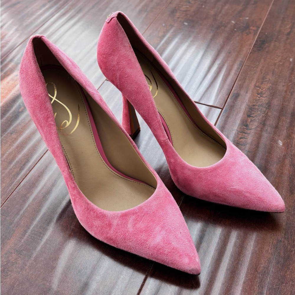 Jessica Simpson Pink Suede Pointed Toe Stiletto Pumps